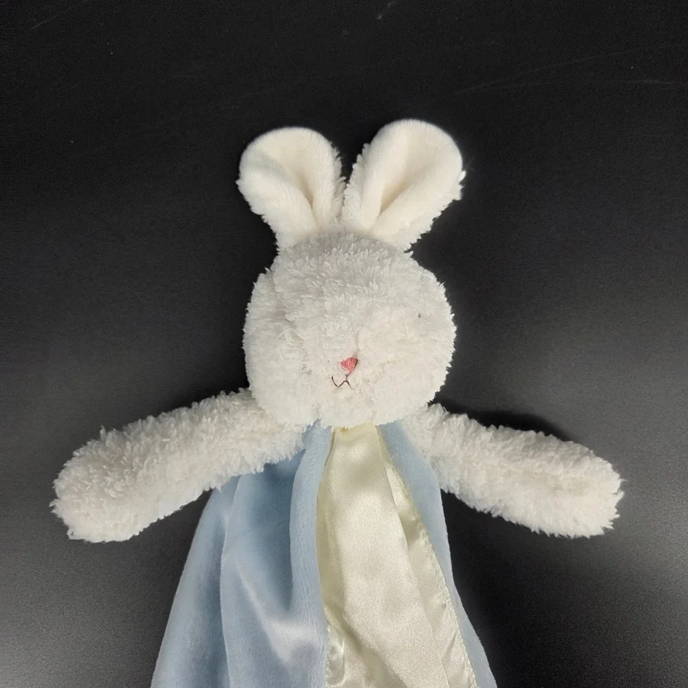 Bunnies By The Bay Blue White Bunny Rabbit Buddy Blanket Security Lovey Plush